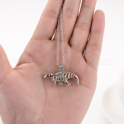 Collar con colgante de jaula de dinosaurio de aleación con piedra luminosa sintética&nbsp;LUMI-PW0001-005P-B