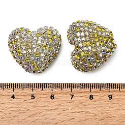 Perles en acrylique scintillantes en forme de cœur ornées de strass&nbsp;OACR-NH0001-02B-05