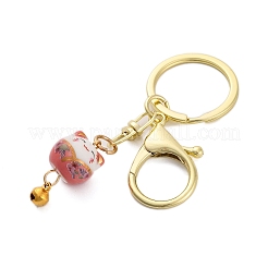 Porte-clés pendentif en porcelaine chat de fortune&nbsp;KEYC-G064-03E