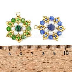 3 pendentif en perles de verre et pierres précieuses naturelles mélangées (3 couleurs)&nbsp;PALLOY-MZ01429