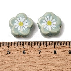 Perline di porcellana smaltata con stampa floreale margherita&nbsp;PR-CBA03B0-04B