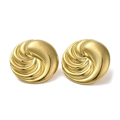 Boucles d'oreilles rondes plates en acier inoxydable 304 avec placage ionique (IP)&nbsp;EJEW-I312-08G