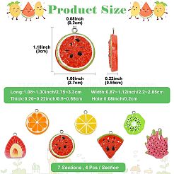 28 pz. 7 stili di pendenti in resina opaca verniciati a spruzzo con tema frutta&nbsp;RESI-FS0002-43