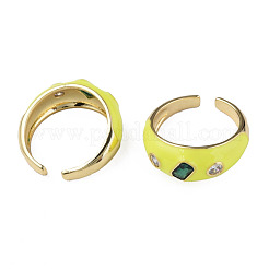 Anello a polsino aperto con zirconi cubici e smalto&nbsp;RJEW-N035-128B