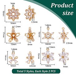 10шт 5 стиля латунные микропаве прозрачные кубические подвески из циркония&nbsp;KK-PH0012-85
