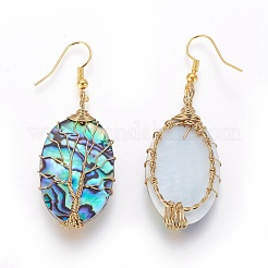 Pendientes de concha de abulón / concha de paua&nbsp;EJEW-L235-02G