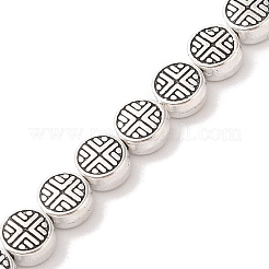 Тибетский стиль плоские круглые сплава шарик нити&nbsp;TIBEB-O007-09-NR