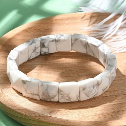 Квадратные синтетические бусины говлита эластичные браслеты для женщин и мужчин&nbsp;BJEW-C097-06V