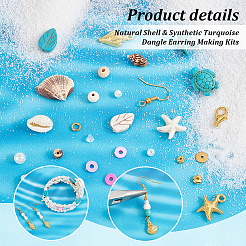 Kits para hacer aretes colgantes de concha natural y turquesa sintética&nbsp;DIY-PH0023-57