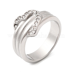 Bagues en acier inoxydable 304 micro pavé de zircones cubiques pour femmes&nbsp;RJEW-K316-06P