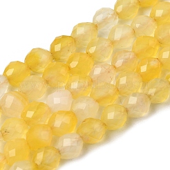Hebras de cuentas de ágata amarilla natural teñidas y calentadas&nbsp;G-K376-F20-01