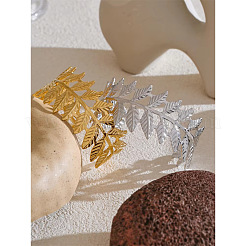 Brazaletes anchos abiertos con forma de hoja de acero inoxidable 304 para mujer&nbsp;HP3223