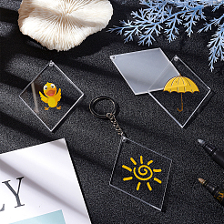 Kit de fabrication de porte-clés pendentifs vierges en acrylique en forme de losange avec angle&nbsp;DIY-BC0001-63A