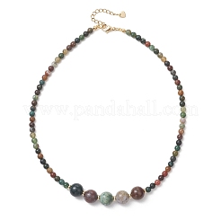 Colliers de perles rondes en agate indienne naturelle dégradée&nbsp;NJEW-JN05952-03