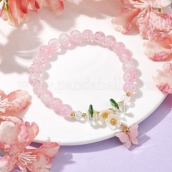 Bracelet extensible perles rondes en verre&nbsp;BJEW-JB09811-02