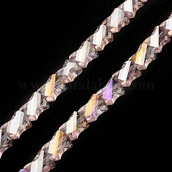 Brins de perles de verre transparentes galvanisées&nbsp;GLAA-G092-A06