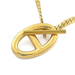 Ионное покрытие (ip) 304 нержавеющая сталь овальный свиной нос кулон ожерелья для женщин&nbsp;NJEW-U016-05G