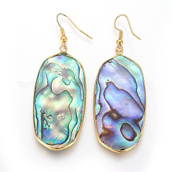 Orecchini pendenti conchiglia abalone / paua shell&nbsp;EJEW-L235-05G