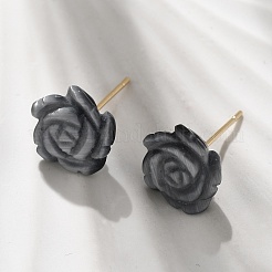 Серьги-гвоздики из латуни с кошачьим глазом&nbsp;EJEW-B133-01G-05