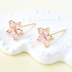 Латунные серьги-гвоздики с кубическим цирконием для женщин&nbsp;EJEW-F363-04G