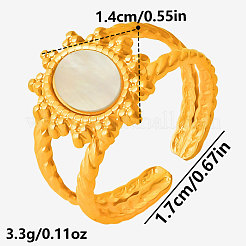 Открытые кольца-манжеты из нержавеющей стали 304 с натуральными ракушками для женщин.&nbsp;LD3534-3