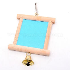 Miroir oiseau suspendu en bois naturel&nbsp;AJEW-WH0188-10