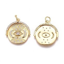 Pendenti in zirconi cubici trasparenti in micro pavè di ottone&nbsp;X-ZIRC-O035-09G