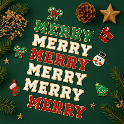 Рождественская тема полиэстер компьютерная вышивка термоприклеиваемые/пришивные заплатки&nbsp;PATC-MA0001-44