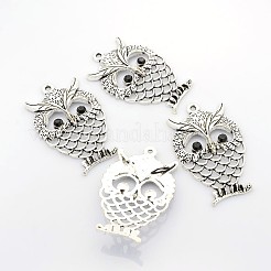 Старинное серебро покрытием сплава горный хрусталь сова большие кулоны&nbsp;LS-PALLOY-N0071-01