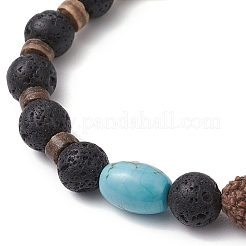 2 bracelet extensible pour couple en pierre de lave naturelle&nbsp;BJEW-JB11329