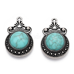 Pendentifs de turquoise synthétique&nbsp;LS-PALLOY-TAC0044-55AS