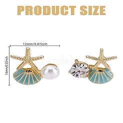 Асимметричные серьги со стразами и пластиковым жемчугом&nbsp;EJEW-LP0003-96A