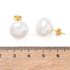 Pendientes de botón de imitación de perlas de latón y plástico ABS para mujer&nbsp;PL-CBA760A-14B-G01