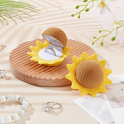 Шкатулки для украшений из бархата подсолнуха&nbsp;CON-WH0092-62