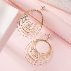 Многослойные овальные серьги-гвоздики из сплава и пластиковых жемчужин&nbsp;FS-WGD1DCA-01