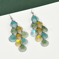 Серьги-подвески в форме ракушки из нержавеющей стали 430&nbsp;EJEW-A137-03P-04