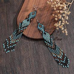 Длинные серьги-кисточки из богемского стекла ручной работы в форме ромба&nbsp;AP6965