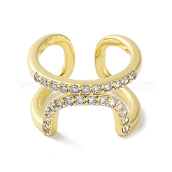 Кольца-манжеты из латуни с микропаве из кубического циркония&nbsp;RJEW-D025-10G