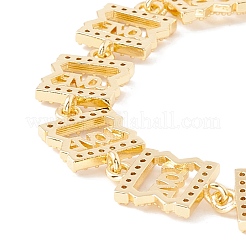 Rettangolo di zirconi chiari con bracciale con catene a maglie d'amore&nbsp;BJEW-I301-07G