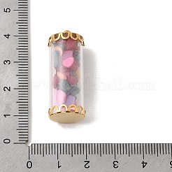 Стеклянная трубка с бусинами из натуральных и синтетических драгоценных камней внутри подвесок&nbsp;FIND-B054-01G-04