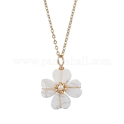 Ожерелья с подвеской в виде клевера из натуральных и синтетических смешанных драгоценных камней&nbsp;NJEW-JN05132