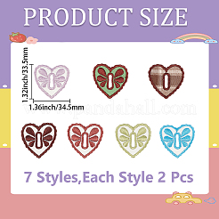14 Stück 2 Beutel Herz-Polyester-Stickerei-Aufnäher zum Aufnähen&nbsp;PATC-CY0001-74