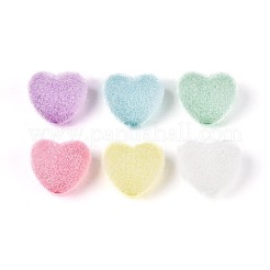 Флокированные непрозрачные акриловые бусины в форме сердца&nbsp;OACR-T030-09M