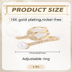 1 шт. латунные манжетные кольца с микропаве из прозрачного кубического циркония&nbsp;RJEW-LP0008-21