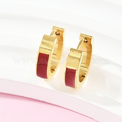 Серьги-кольца из нержавеющей стали 304 с эмалью&nbsp;EJEW-K268-19G-03