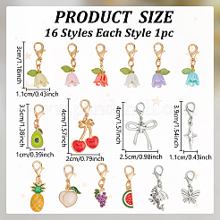 23 pièce 16 styles de décorations suspendues en alliage acrylique&nbsp;HJEW-WR0001-23