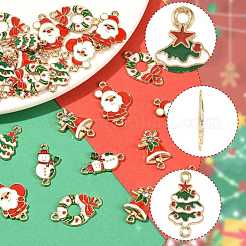 30 шт. 5 стиля рождественских эмалевых звеньев из сплава&nbsp;FIND-FS0004-93