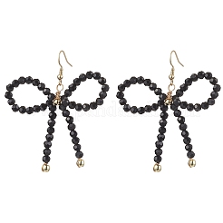Orecchini pendenti da donna con perle di vetro bowknot&nbsp;EJEW-JE06077