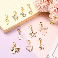 10 pieza de 10 estilos de aleación de esmalte y decoraciones colgantes de rhinestone&nbsp;HJEW-YW00505