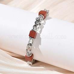 Браслеты-цепочки из натуральной красной яшмы для женщин&nbsp;BJEW-Z148-06P-01